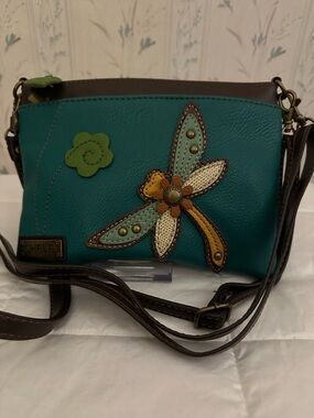 Chala Teal Crossbody with Dragonfly Applique
